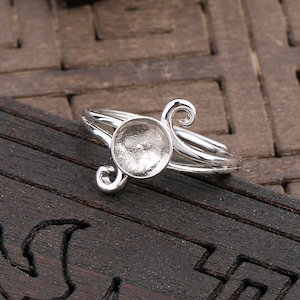 Sterling Silver Ring Setting, s925 Silver Ring Setting, Sterling Silver Ring Blanks, Adjustable Style, Half Drilled Pearl Mounts