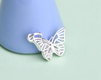 Sterling Silver Butterfly Charm, s925 Silver Charm For Jewelry Making Supplies, Bracelet Charm, Earring Charm, Butterfly Charm