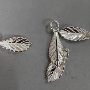 Sterling Silver Leaf Charm Pendant, s925 Silver Leaves Bracelet,Tree Necklace, Plant Charm, Forest Charm, Autumn Jewelry,Nature Charm 18*7mm