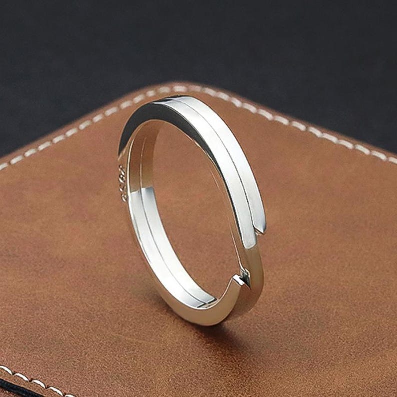 Anello diviso in argento sterling, anello portachiavi in argento S925 per portachiavi, anelli divisi, anelli portachiavi, ciondolo ad anello impilabile 20 mm 30 mm immagine 1