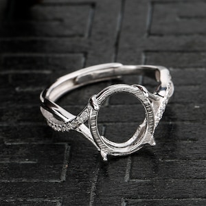 Sterling Silver Ring Setting, s925 Silver Oval Bezel Cup Setting, Sterling Silver Ring Blanks, Adjustable Ring Blanks 10*12mm