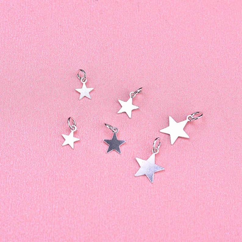 Sterling Silver Star Charm, s925 Silver Star Charm For Jewelry Making Supplies, Bracelet Charm, Earring Charm, Necklace Charm image 3