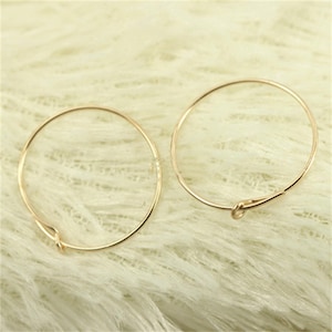 14K Gold Filled Beading Circle Earring Wire, Eurowire Hoop Earring, Gold Filled Ear Hoops, Earring Component, Earwire Hoops 15mm 20mm 25mm