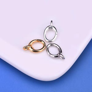 Cierre de anillo de resorte ovalado de plata esterlina, cierre de anillo de resorte de plata s925 para suministros de fabricación de joyas, cierre de anillo de resorte de pulsera con bucle cerrado