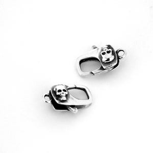 Sterling Silver Lobster Clasps, s925 Silver Skull Lobster Clasp For Jewelry Making Supplies, Bracelet Clasp,Necklace Clasp,Rectangle Clasp