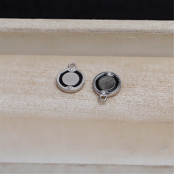 Sterling Silver Magnet Clasps, s925 Silver Flat round Clasp For Jewelry Making Supplies, Bracelet Clasp, Necklace Clasp 8mm