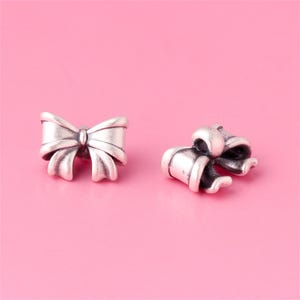 Sterling Silver Bowknot Beads, Bow Bead, Butterfly Knot Bead, Bowtie Bead, Matte Bow Bead, Bracelet Spacer, Delicate Bead, Dainty Bead