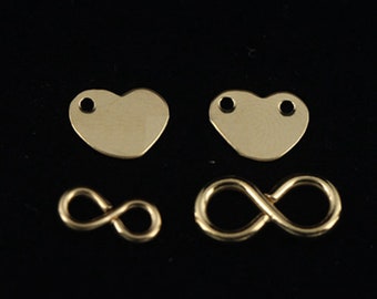 14K Gold Filled Infinity Links, s925 Silver Infinity Connector Charms For Jewelry Making Supplies, Bracelet Infinity/ Lover Heart Charms