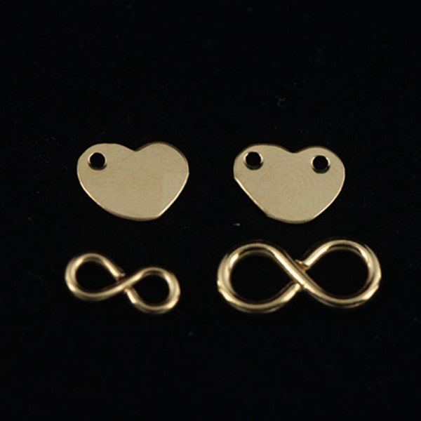 14K Gold Filled Infinity Links, s925 Silver Infinity Connector Charms For Jewelry Making Supplies, Bracelet Infinity/ Lover Heart Charms