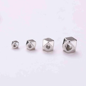 Sterling Silver Beads, Sterling Silver Faceted Beads, s925 Silver Beads, Faceted Beads, Bracelet Beads,Geometry Bead 2.5mm 3.5mm 4.5mm 5.5mm