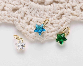 30 dijes de estrella de plata esterlina, joyería de circón, dije de estrella de circón, collar de circonita al por mayor, pulsera de circón al por mayor, pendientes al por mayor, dijes pequeños