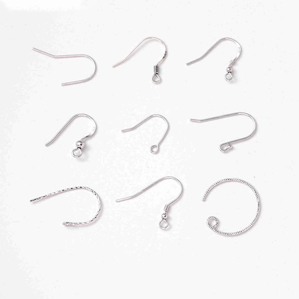 Sterling Silver Earring Hooks, s925 Silver Earring Hooks, Earring Wire, Earring Hook, Ear Wire Hook, Simple Earring Hooks with Coil