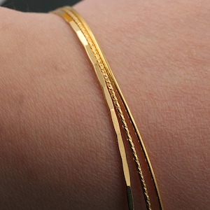 14K Gold Filled Cuff Bangle Bracelet, Faceted Bangle, Textured Bracelet, Gold Filled Bangle Bracelet, Minimalist Bangle, Gift for Her
