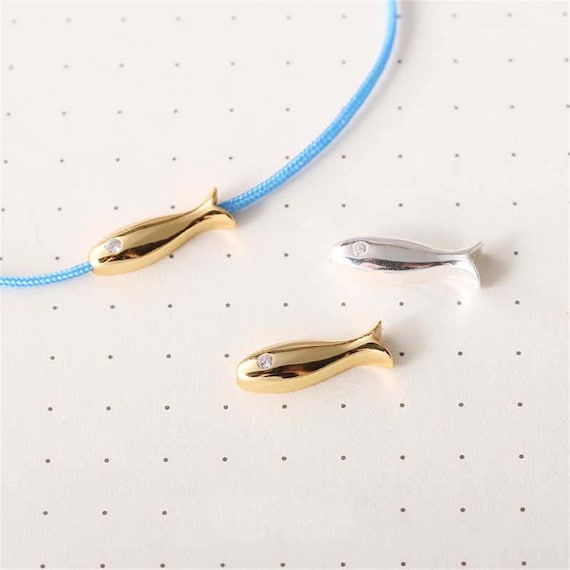 Sterling Silver Fish Beads,s925 Silver Sea Life Bead,Ocean Bead,Marine Bead,Fishing Bead,Bracelet Spacer,Fisherman Bead,Animal Bead 13.5*4mm