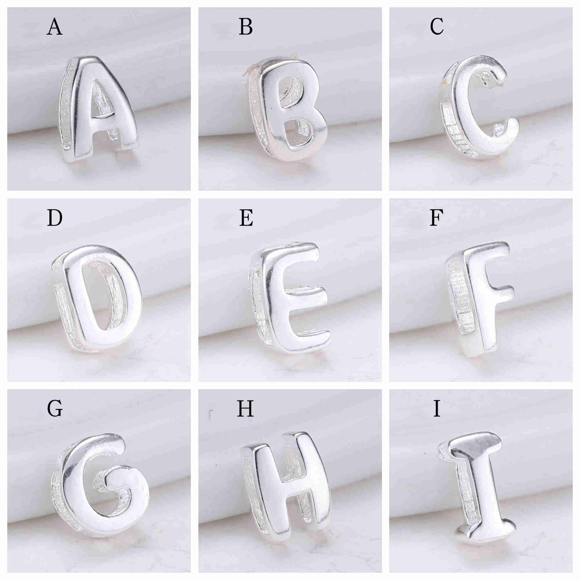 Sterling Silver Letter Beads Sterling Silver Alphabet Beads Etsy