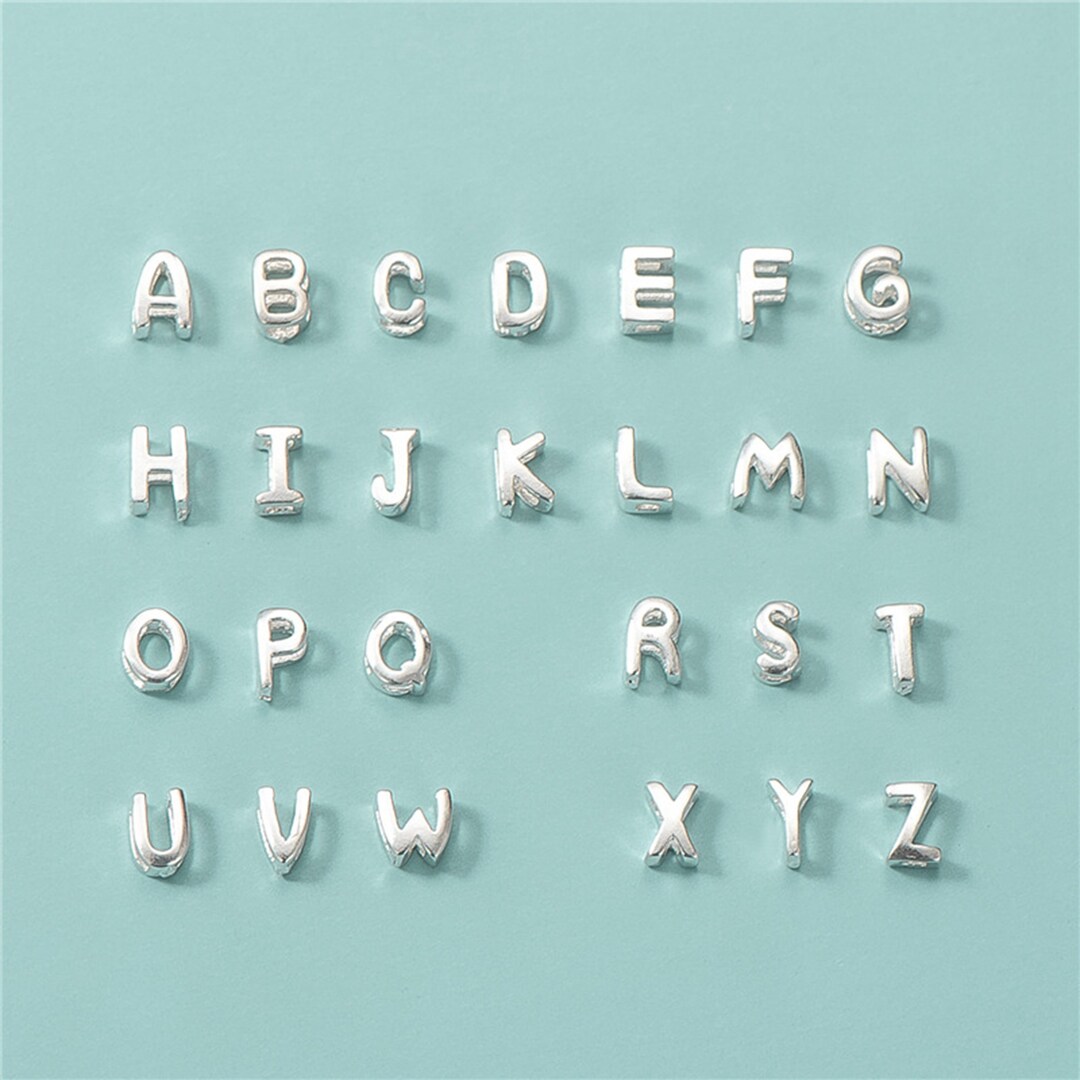 Sterling Silver Alphabet Beads, Letter Beads, Alphabet Slide Beads ...