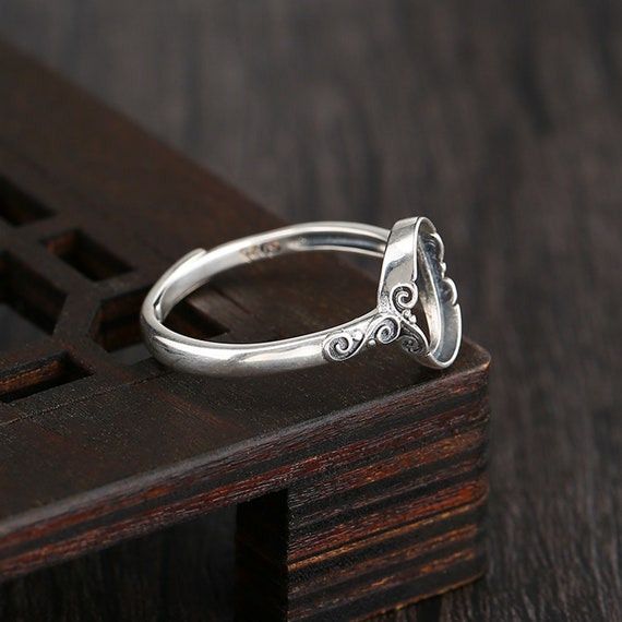 Sterling Silver Ring Setting, S925 Silver Oval Bezel Cup Setting