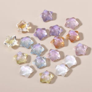 Contas de resina coloridas em forma de estrela SEM FURO, Conta celestial, Conta de céu estrelado, Conta de estrela cabochão, Conta de estrela cintilante, Conta de pentagrama 16 mm