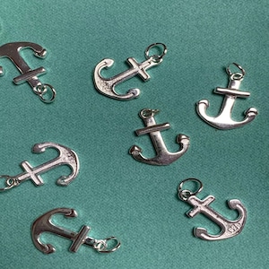 Sterling Silver Anchor Charm Pendant, Pirate Bracelet, Sailor Necklace, Ship Earring, Small Charm, Nautical Jewelry, Marine Charm