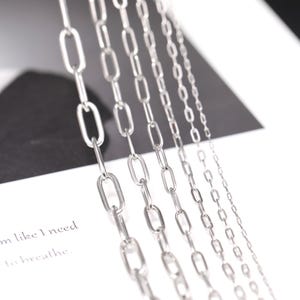 Sterling Silver Paperclip Chain, s925 Silver Paperclip Chain For Jewelry Making Supplies, Unfinished Specialty Chain for Necklace Bracelet