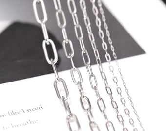 Catena a graffetta in argento sterling, catena a graffetta in argento s925 per forniture per la creazione di gioielli, catena speciale non rifinita per collana e bracciale