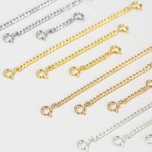 Extensor de cadena tipo curb chapado en oro de 14 quilates con cierres de doble anillo de resorte, cadena de seguridad para pulsera, extensión de collar, componente de joyería extraíble.