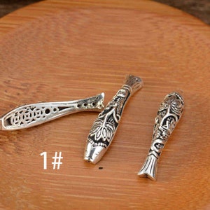 Sterling Silver Beads, Sterling Silver Fish Beads, s925 Silver Beads, Bracelet Beads, Animal Beads, Fish Tube Bead
