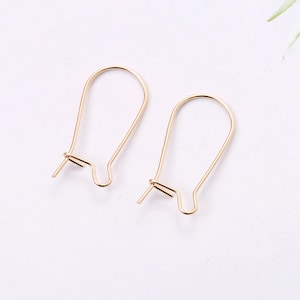 14K Gold Filled Kidney Earring Wire, Gold Tone Simple Ear Wires, Plain Earring Hoop, Beading Earring Wire, Earring Making
