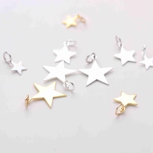 50pcs Sterling Silver Star Charm Pendant, star Jewelry, blank star Charm, Star Necklace Bulk, Star Earring Bulk, Star Bracelet, Small Charms