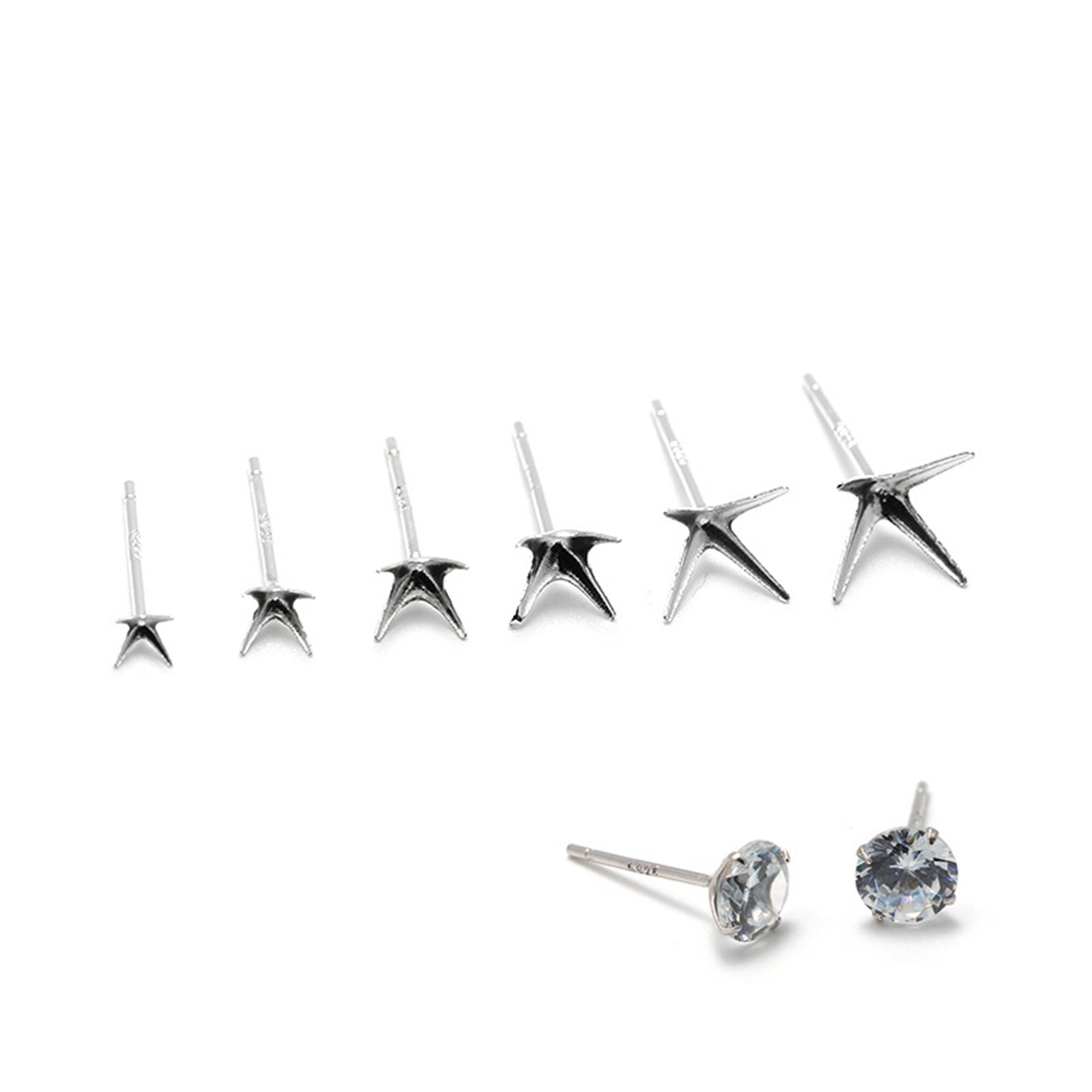 Post Setting Rings Sterling Silver Claw Earring Post Setting , S925 Silver Earring Setting ...