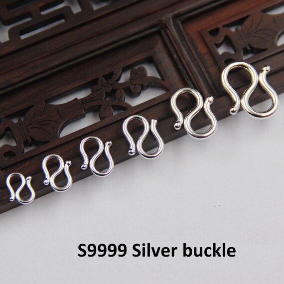sterling silver セット 10pcs Sterling Silver S Clasps, S999 Silver Hook Clasp for Jewelry