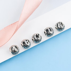 Sterling Silver Letter Beads, Sterling Silver Alphabet Round Beads, s925 Silver Letter Beads, Round Beads, Bracelet Beads, Spacer Beads