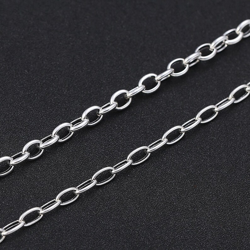 Sterling Silver Oval Rolo Chain,s925 Silver Oval Chain With S Clasp ...