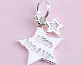 Sterling Silver Star Charm Pendant, Celestial Bracelet, Starry Necklace, Sky Earring, Night Sky Jewelry, Twinkle Star Charm, Charms In Bulk