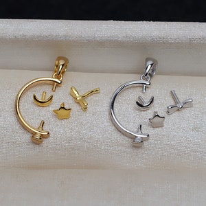 Sterling Silver Pendant Setting, Silver Globe Pendant Setting, Half Drilled Pearl Mounts, Peg&Cup, Beads Cap Bail 10mm 11mm