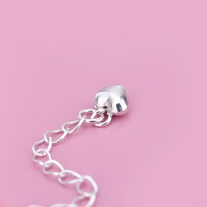Sterling Silver Heart Chain Extensions, s925 Silver Heart Extender Chain For Bracelet Jewelry Making Supplies