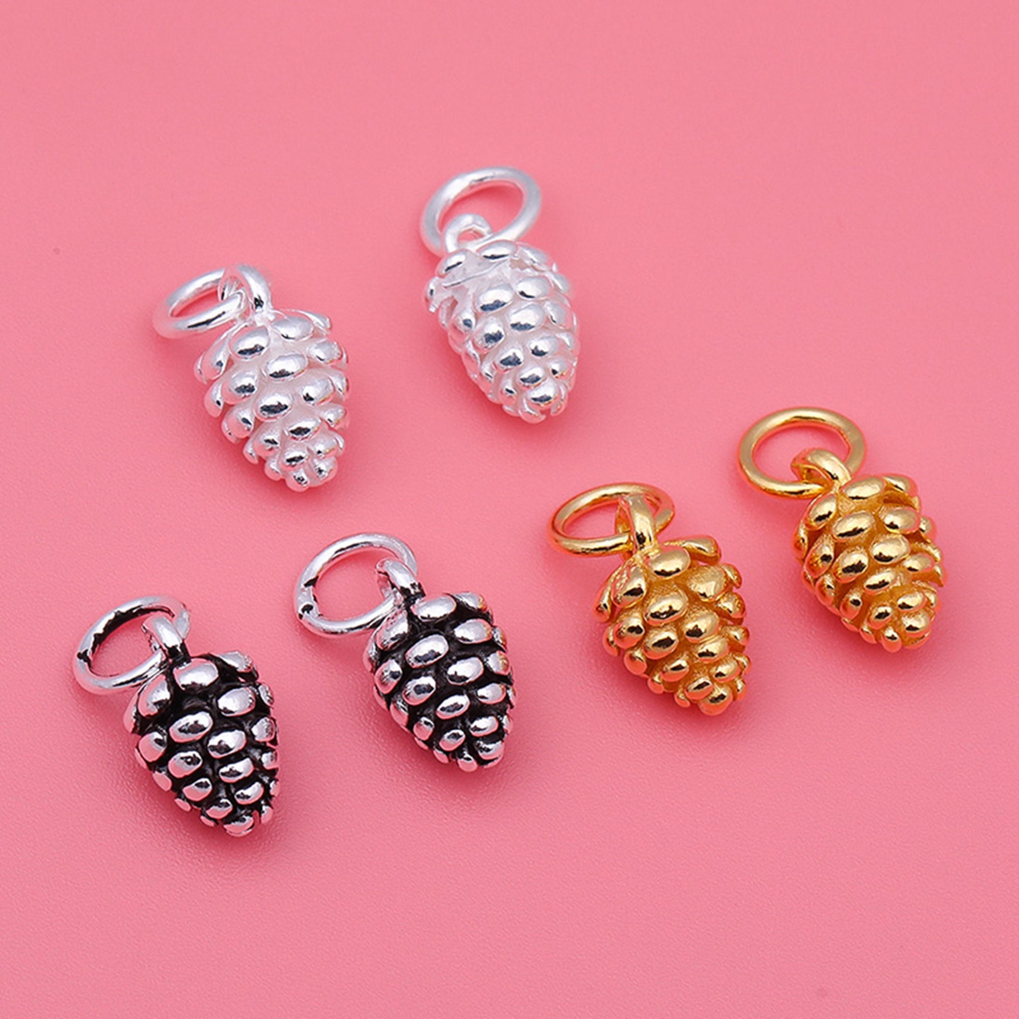 Sterling silver pinecone charm clearance