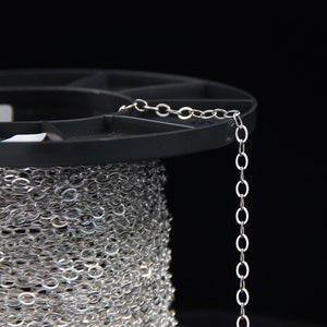 39&quot; Sterling Silver Cable Chain, s925 Silver Cable Chain For Jewelry Making Supplies, Unfinished Cable  Chain Necklace Bracelet 3.5mm