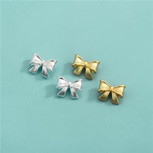 Sterling Silver Matte Bowknot Beads, Bow Bead, Butterfly Knot Bead, Bowtie Bead, Plain Bow Bead, Bracelet Spacer, Delicate Bead, Dainty Bead