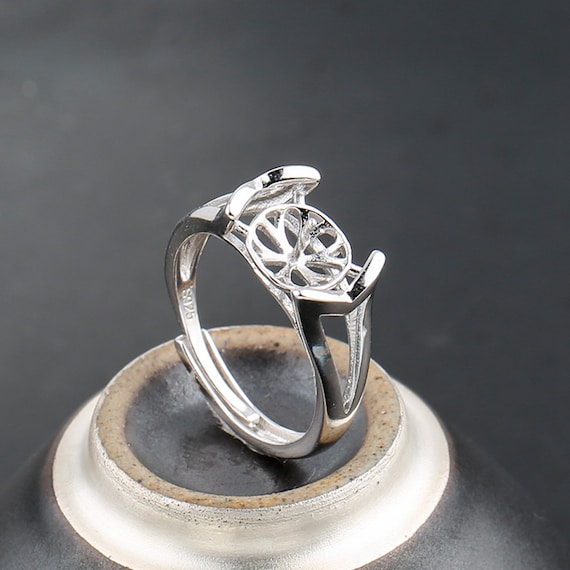 Sterling Silver CZ Ring Mounting - DIY Pearl Jewelry Making Setting Size 9