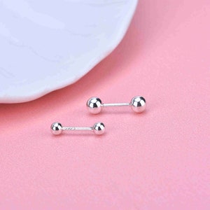 Sterling Silver Stick Earring with Ball End, s925 Silver Stick Ear Posts For Jewelry Making Supplies, Plain Sticks, Earring Components