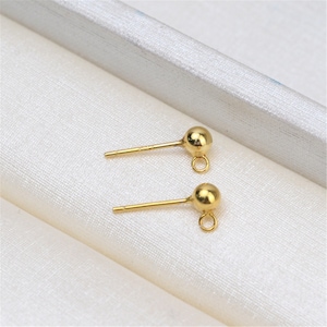 Sterling Silver Ball Earring Post with Open Loop, s925 Silver Round Ball Post Earrings, Earring Stud, Ear Post, Earring Component 4mm