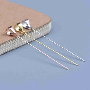 Sterling Silver Plain Bails With Eyepin, s925 Silver Drop With Eye Pin For Jewelry Making Supplies, Pendant Pinch Bail for Gemstone