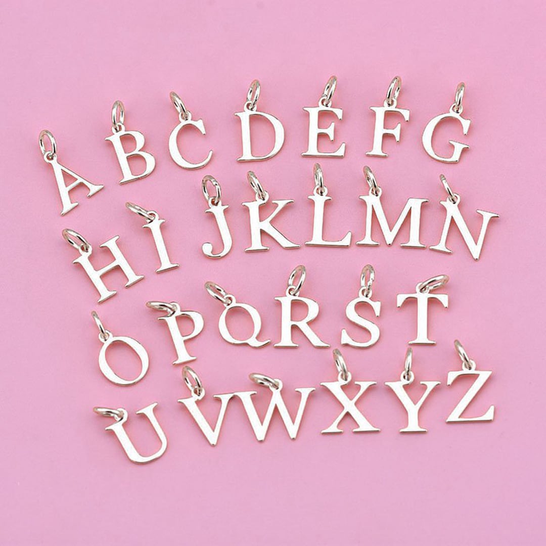Sterling Silver Letter Charm, S925 Silver Alphabet Charm, Bracelet