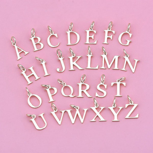 Sterling Silver Letter Charm, s925 Silver Alphabet Charm, Bracelet Charm Bulk, Boucle d'oreille Charm Bulk, Collier Charm Bulk, Small Charms