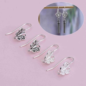 Sterling Silver Earring Hooks, s925 Silver Earring Hooks For Jewelry Making Supplies, Butterfly Earring Hooks with Loop Open Ring