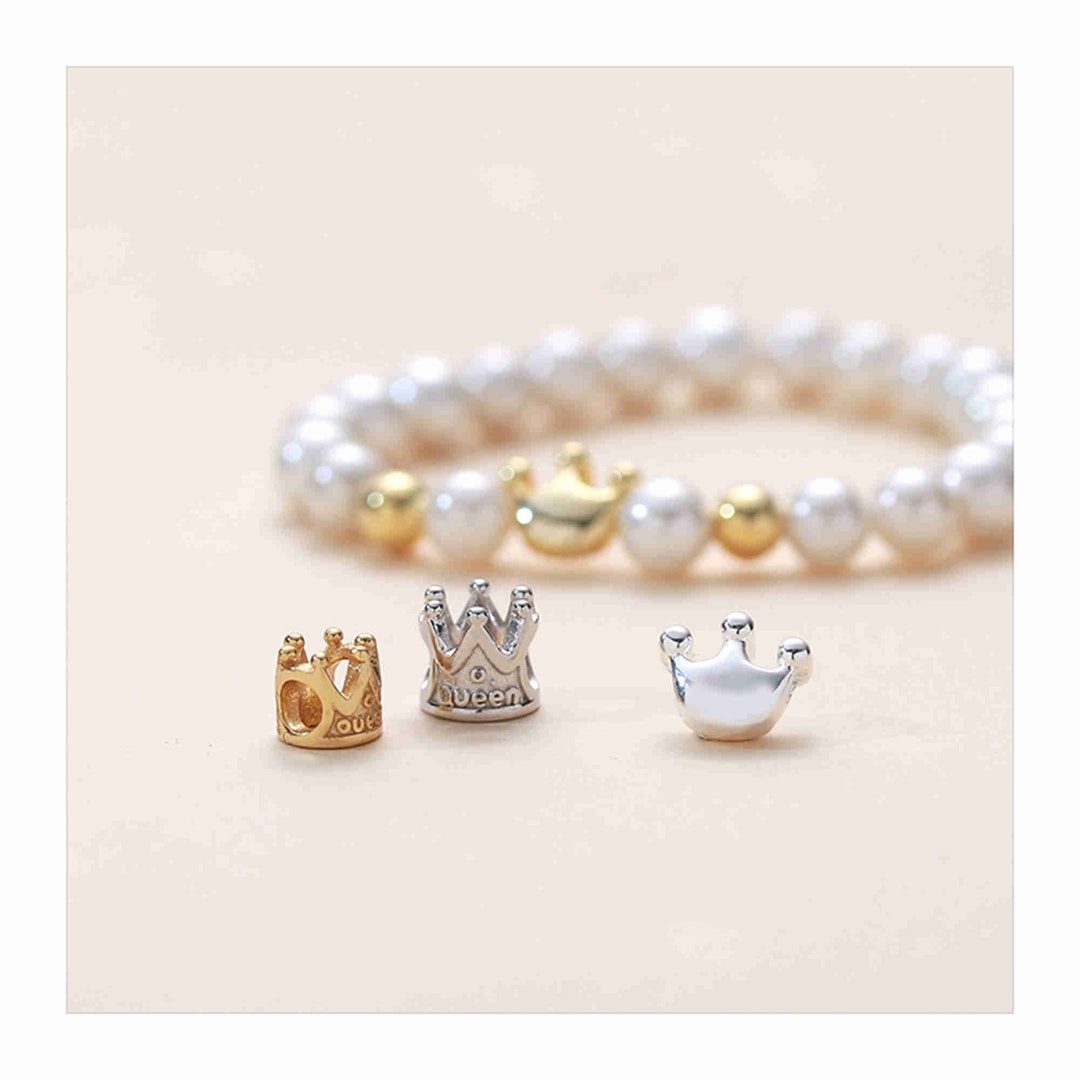 Sterling Silver Crown Beads, Royal Bead, King Bead, Queen Bead