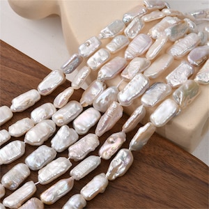 Rektangulära pärlor med natursnäckor, rektangulär pärla, pärlpärla, barockpärla, geometrisk pärla, armbandsdistans, bohemisk pärla, sötvattenspärlpärla