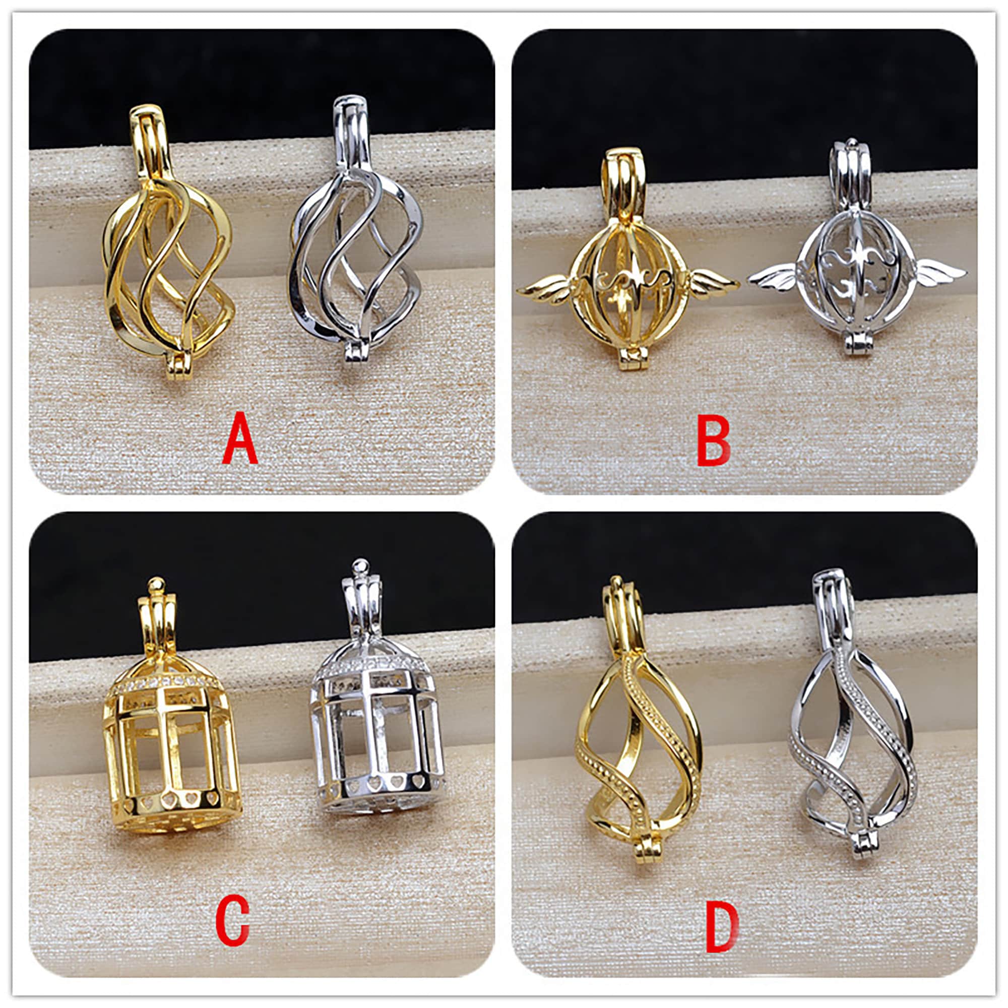 Lgsy Butterfly CZ Cage Pendants for Pearl Jewelry Making Sterling Silver, Design Pearl Cage Pendants for Adorable Gift
