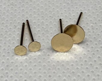 14K Gold Filled Earring Posts, Gold Filled Earring Post For Jewelry Making Supplies, Women Flat Pad, Earring Component, 2.5mm 3mm 4mm 5mm